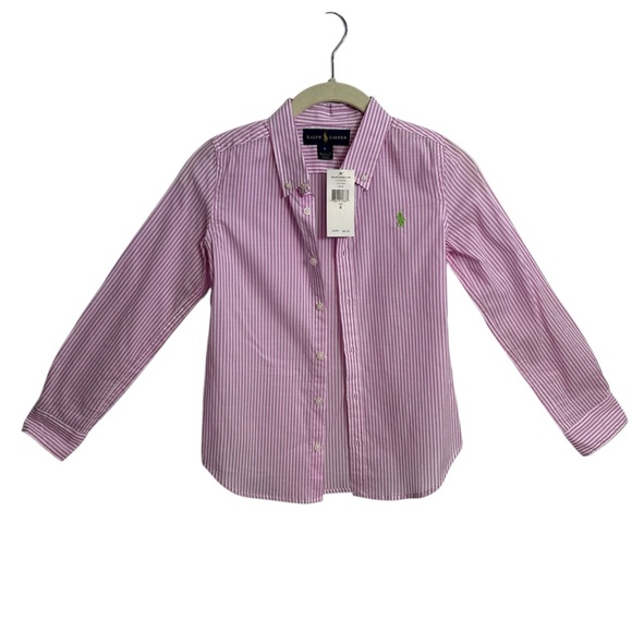 Ralph Lauren Pink Striped Kids Shirt , Size 8 - Picture 1 of 11